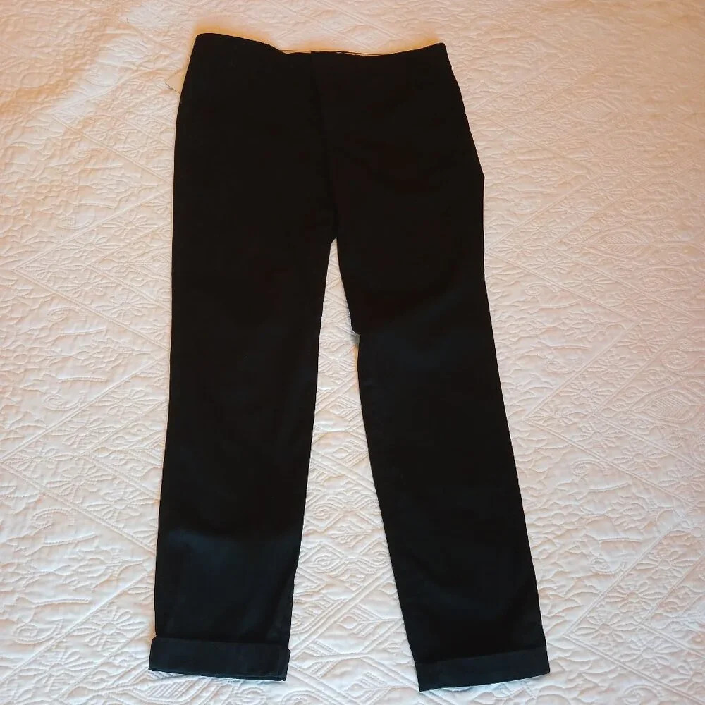 VINCE Cropped Classic Black Pant Trouser Tapered Cuff Cotton 6